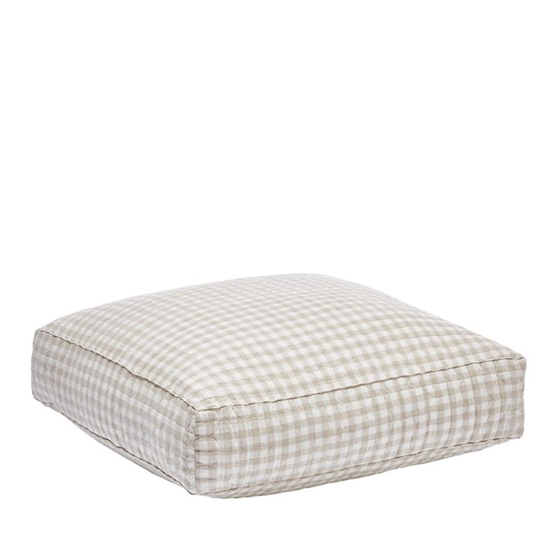 Vintage Washed Linen Check Floor Cushion 