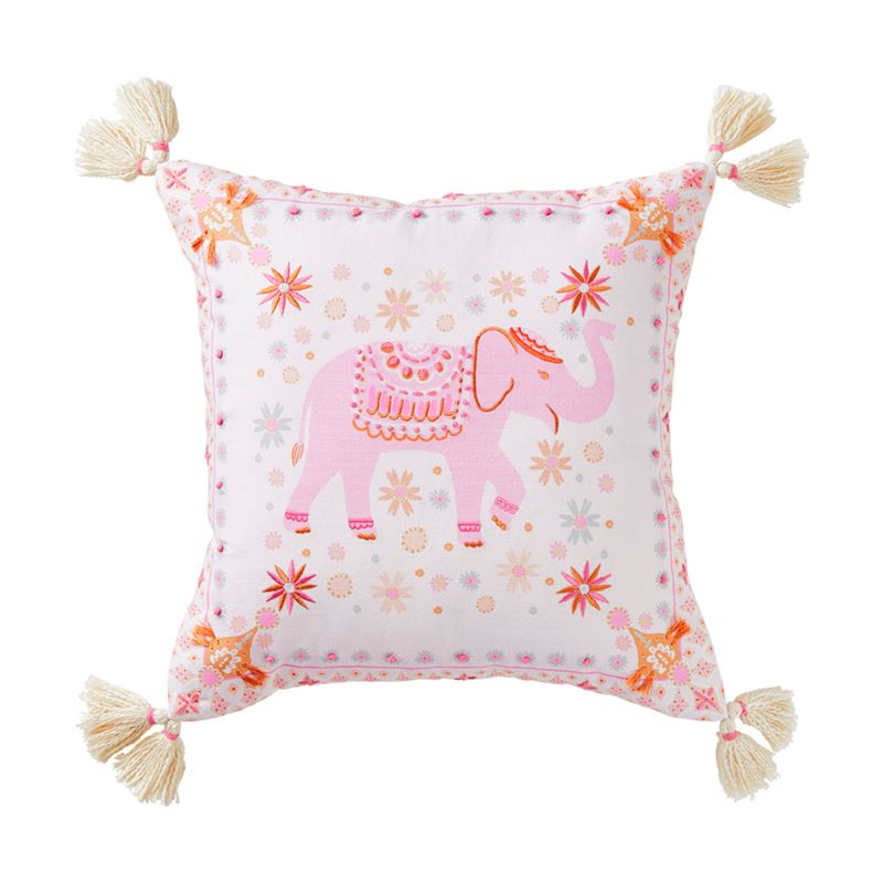 Lenna Elephant Pink Textured Cotton Cushion