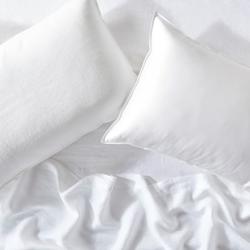 Vintage Washed Linen Silk White Pillowcase Pair