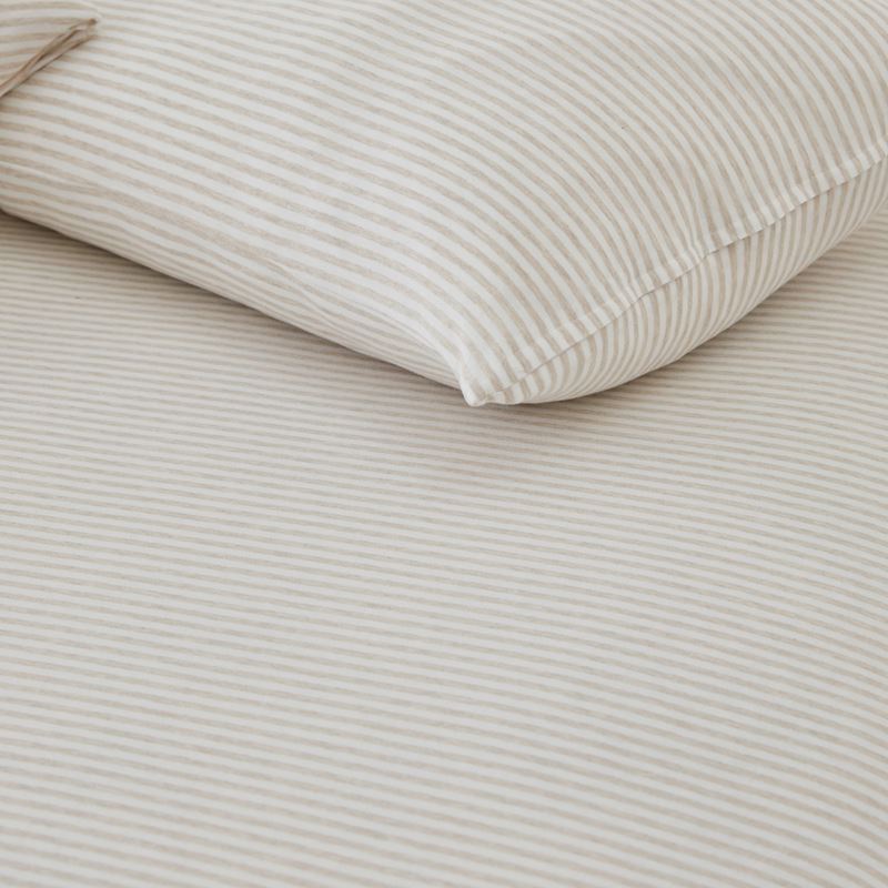 Ultra Soft Jersey Natural Stripe Fitted Sheet Set