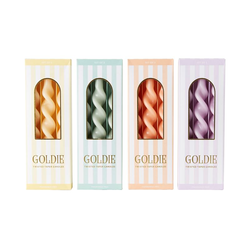 Goldie Soft Sage Taper Candles Pack of 3