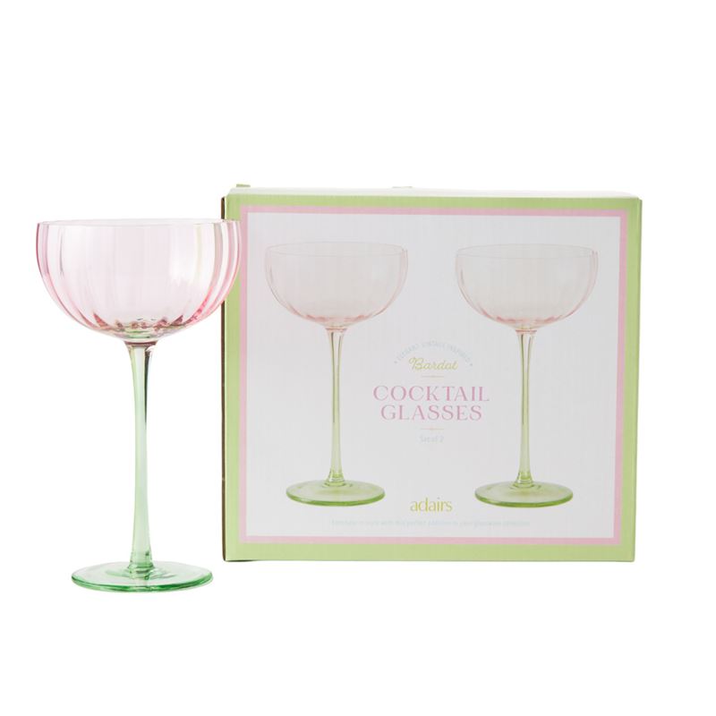 Bardot Pink & Green Cocktail Glass Pack of 2