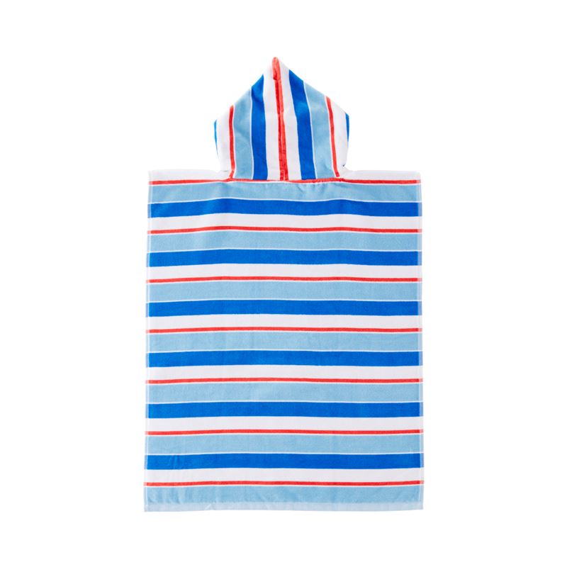 Velour Kids Mini Me Ocean Stripe Blue Hooded Beach Towel