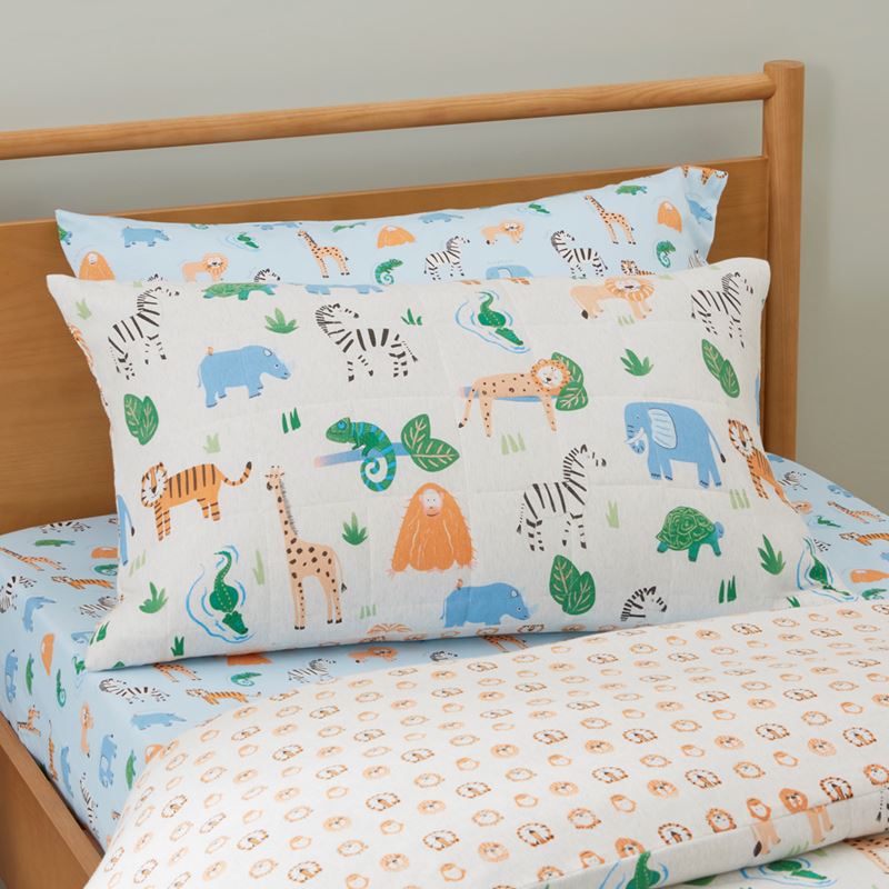 Jungle Adventure Grey Marle Jersey Quilted Quilt Cover Set