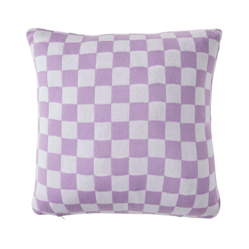 Check Lilac Knit Cushion