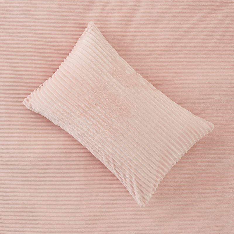 Soft Pink Fur Ribbed Quilt Cover Set