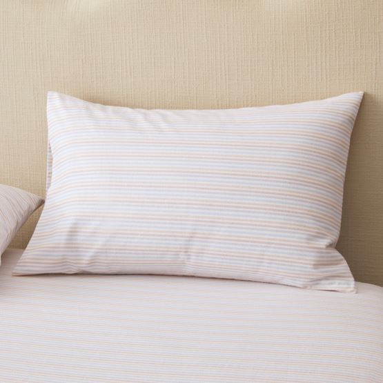 Flannelette Printed Natural Stripe Pillowcase