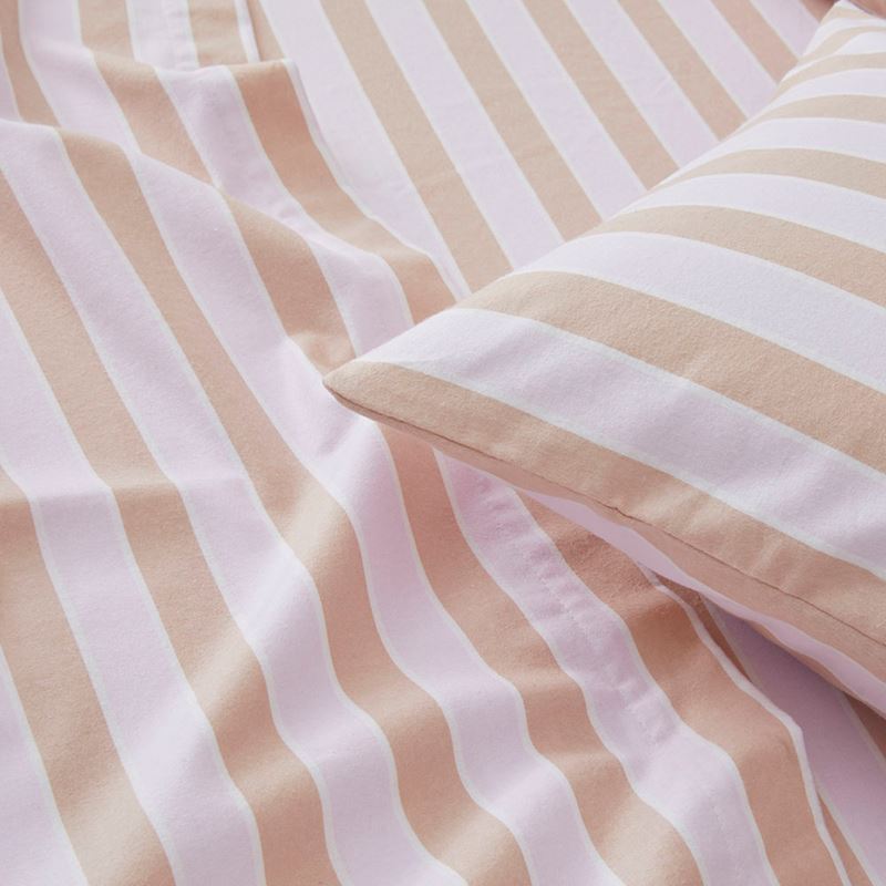 Flannelette Printed Pink Stripe Sheet Set