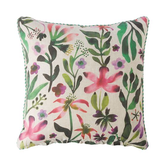 Inka Garden Green Linen Cushion