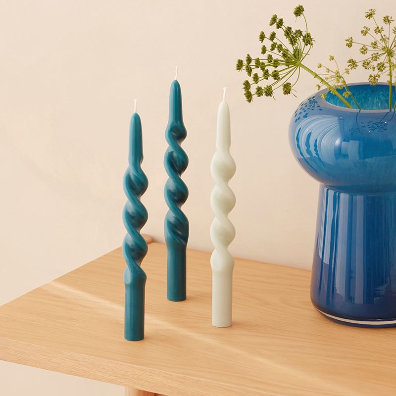 Goldie Teal Taper Candles Pack of 3