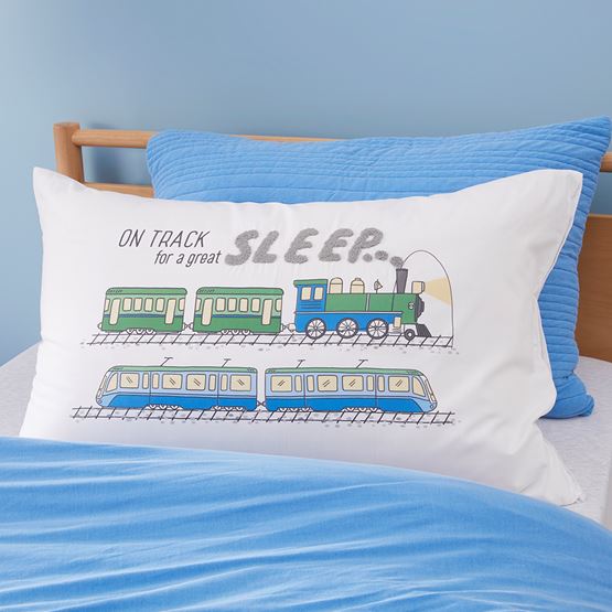 On Track For Sleep Kids Text Pillowcase