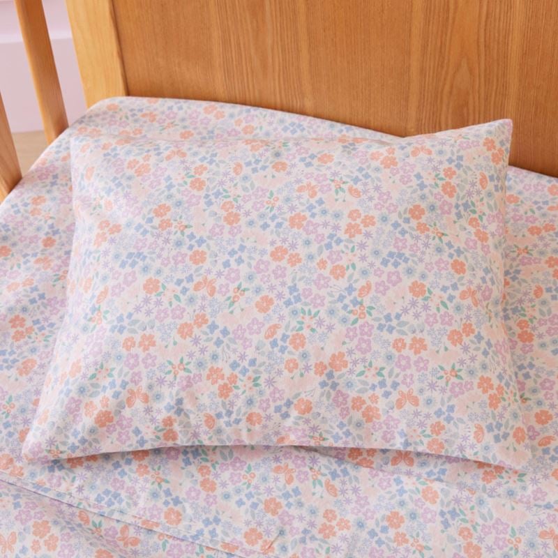 Polly Floral White Flannelette Cot Sheet Set