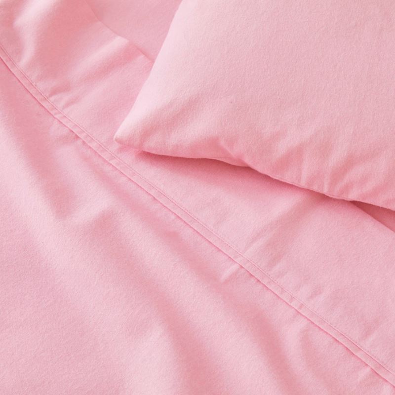 Plain Dye Pink Flannelette Cot Sheet Set