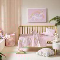 Unicorn Squad Pink Cot Quilted Quilt Cover Set