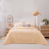 Stonewashed Cotton Butter Quilted Coverlet Separates