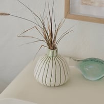 Elio Stripe White & Green Vase