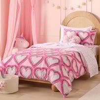 Tufted Heart Pink Quilt Cover Set