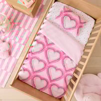 Tufted Heart Pink Cot Quilt Cover Set