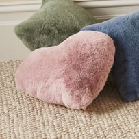 Frankie Pink Heart Faux Fur Shaped Cushion