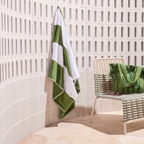 Bronte Kale Stripe Luxe Velour Pocket Beach Towel