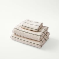 Hudson Moss & Natural Stripe Towel Range
