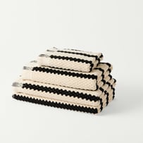European Kadikoy Stripe Black & Natural Turkish Cotton Towel Range