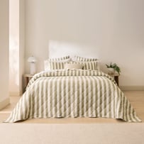 Stonewashed Cotton Olive & Coconut Quilted Coverlet Separates