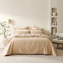 Stonewashed Cotton Sesame Quilted Coverlet Separates