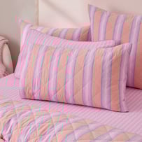 Yarn Dyed Lottie Pink Stripe Quilted Pillowcases