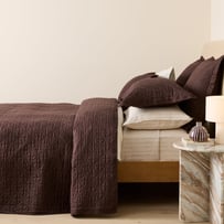 Vintage Washed Linen Chocolate Quilted Coverlet Separates