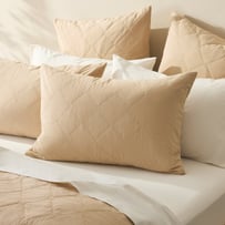 Stonewashed Cotton Sesame Quilted Pillowcases