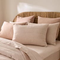 Linen Cotton Pecan Stripe Quilted Pillowcases