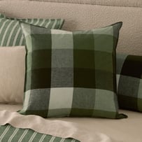 Linen Cotton Thyme Check Green Pillowcases