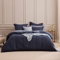 Wells Navy Quilted Jersey Quilt Cover Separates