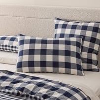 Stonewashed Cotton Denim Gingham Pillowcases