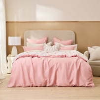 Vintage Washed Linen Blush & Sweetpea Duo Quilt Cover Separates