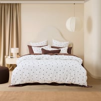 Stonewashed Cotton Chocolate & Coconut Spot Quilt Cover Separates