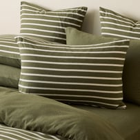 Ultra Soft Jersey Olive & Oat Stripe Pillowcases