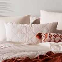 Stonewashed Cotton Silver Quilted Pillowcase