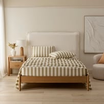 Stonewashed Cotton Olive & Coconut Stripe Sheet Set