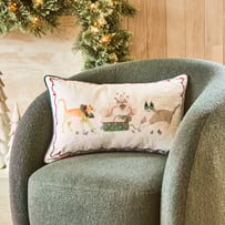 Festive Cats Linen Cushion