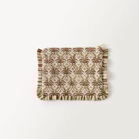 Woodblock Sunlit Palm Glam Bag