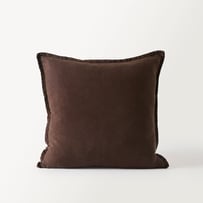 Belgian Chocolate Vintage Washed Linen Cushion