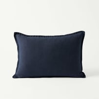 Belgian Navy Vintage Washed Linen Long Cushion