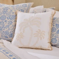 Denim White Palm Cushion
