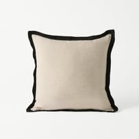 Belgian Vintage Washed Linen Linen & Black Border Cushion