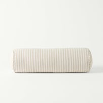 Belgian Vintage Washed Linen Linen & White Bengal Stripe Bolster Cushion