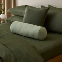 Belgian Vintage Washed Linen Gumleaf Bolster Cushion