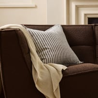 Belgian Vintage Washed Linen Linen & Black Bengal Stripe Cushion