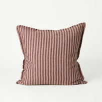 Belgian Vintage Washed Linen Mocha & Chocolate Bengal Stripe Cushion